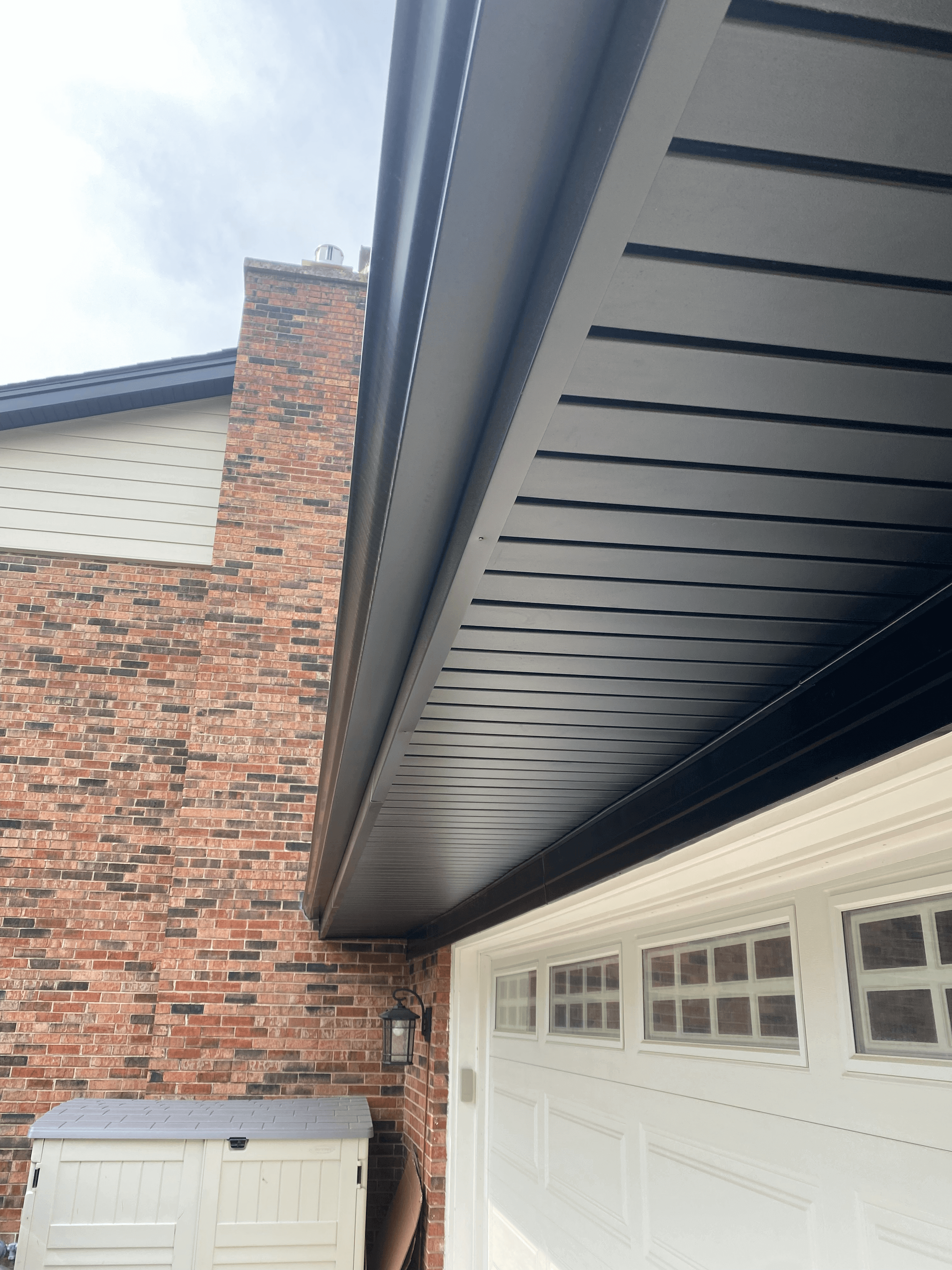 Ascend Siding in Monterey Sand - Black Soffit Fascia and Gutters - Lincolnshire IL